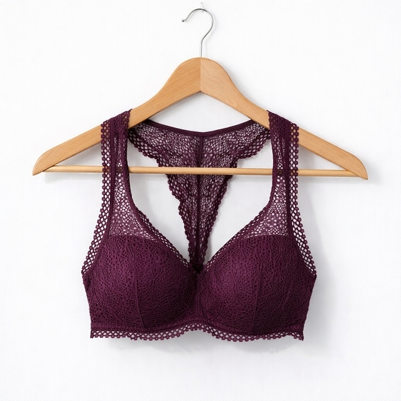 Victoria's Secret Other - Victoria’s Secret Burgundy Lace Bralette Racerback Wireless
